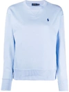 Polo Ralph Lauren Embroidered Logo Crew-neck Sweatshirt In Blue