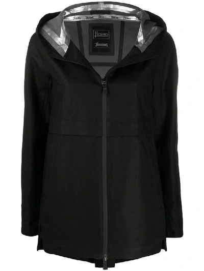 Herno Hooded Lightweight Coat In Black