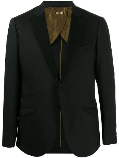 Maurizio Miri Long Sleeve Contrast Lapel Blazer In Black