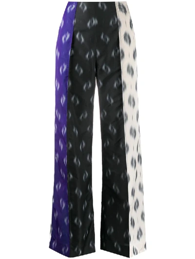 Kenzo Ikat Print Wide-leg Trousers In Purple