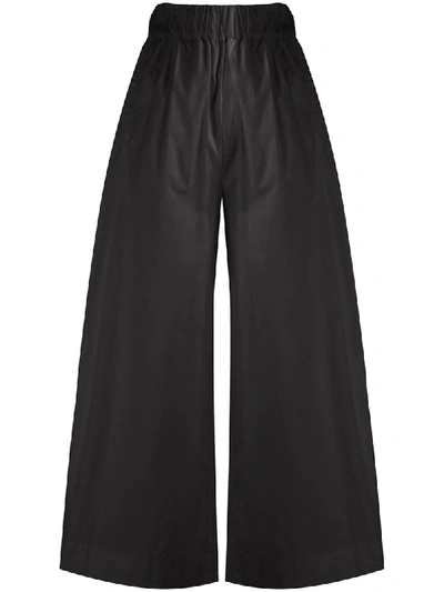 Woolrich High-waisted Wide-leg Trousers In Black