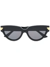 Bottega Veneta Ribbon Detail Cat-eye Frame Sunglasses In Black