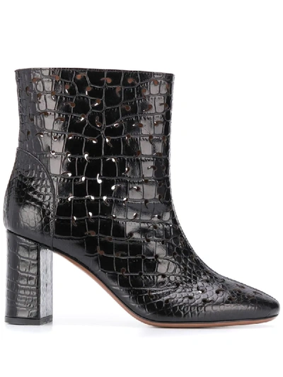 L'autre Chose Embossed Crocodile Boots In Black