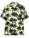 Buscemi Palm Tree Print Short-sleeve Shirt In White