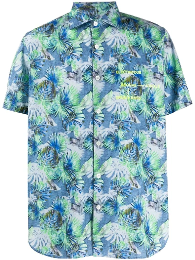 Department 5 Palm Tree Print Shirt In Blue