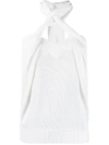 Givenchy White Open Knit Halter Top In White