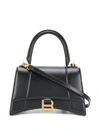 Balenciaga Hourglass Small Leather Top Handle Shoulder Bag In Black