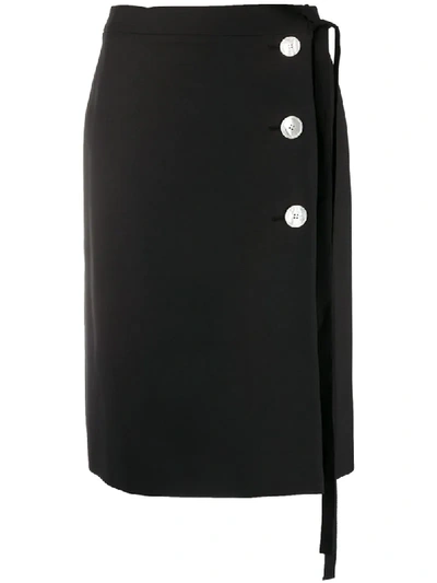 Prada Tie-side Wrap Skirt In Black