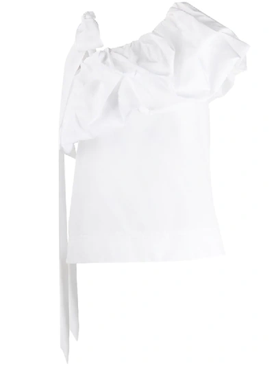 Valentino Ruffle-detail Asymmetric Top In White