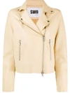 Sword 6.6.44 Boxy Biker Jacket In Yellow