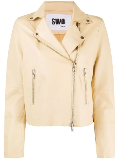 Sword 6.6.44 Boxy Biker Jacket In Yellow