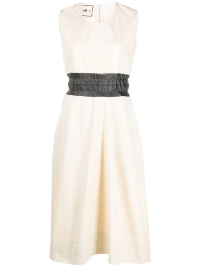 Plan C Flared Sleeveless Midi Dress In White