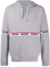 Moschino Logo Stripe Hoodie In Grey