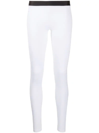 Balmain Printed Logo Leggings In White