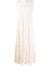 Woolrich Tiered Square Neck Maxi Dress In White