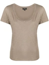 Theory Plain Scoop Neck T-shirt In Neutrals