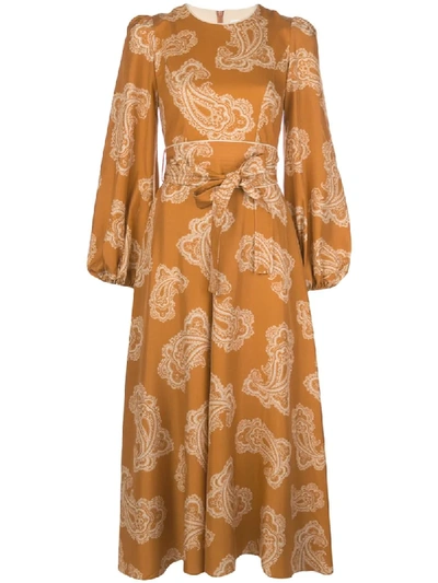 Zimmermann Paisley Print Shirt Dress In Orange