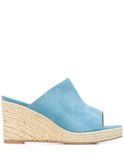 Stuart Weitzman Marabella Suede Wedge Sandals In Blue