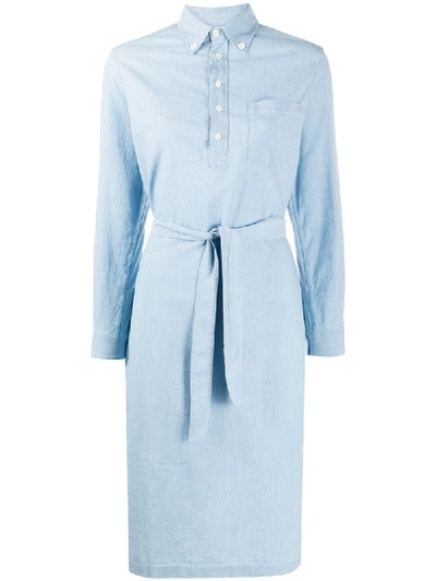 Apc Pocket Shirt Dress In Blue