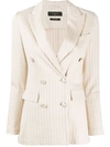 CIRCOLO 1901 STRIPED DOUBLE-BREASTED BLAZER