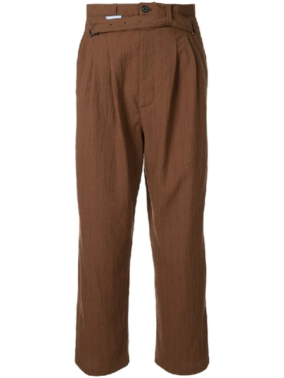 Miharayasuhiro Waist-tied Straight Leg Trousers In Brown