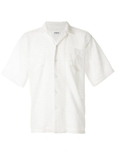 Coohem Aloha Eyelet Knit Shirt In White