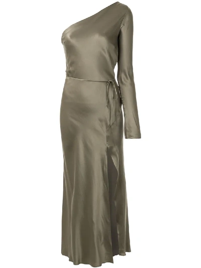 Bec & Bridge Satin One-shoulder Mini Dress In Green