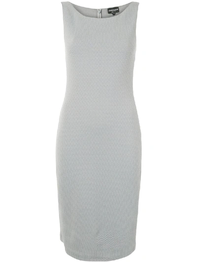 Emporio Armani Textured Fitted Dress In Grey
