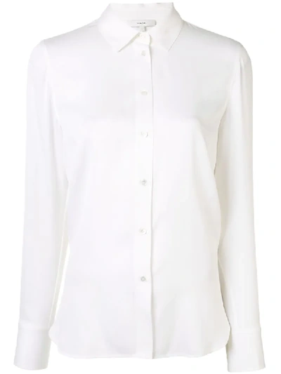 Vince Stretch Silk Shirt In White