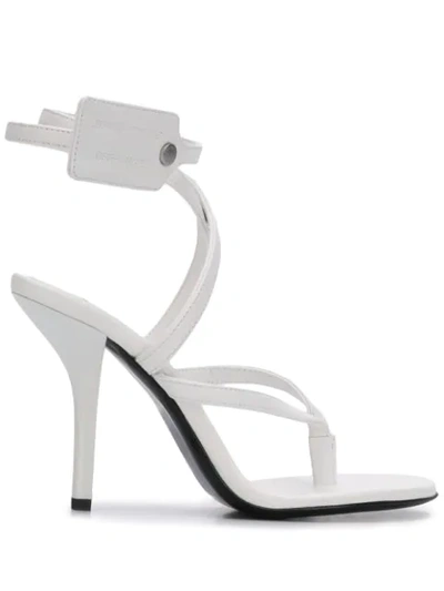 Off-white Women's Zip-tie Leather Stiletto Sandals In White