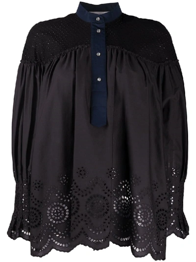Cedric Charlier Cut-out Panelled Blouse In Black