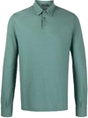Zanone Long Sleeved Polo Shirt In Green