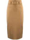 ALBERTO BIANI HIGH-WAISTED BELTED PENCIL SKIRT