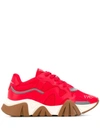 Versace Squalo Mixed Media Sneakers In Red