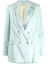 Forte Forte Sand Washed Fluid Double Breasted Jacket In Bleach In Blue
