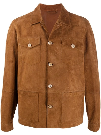Altea Panelled Suede Jacket In Brown