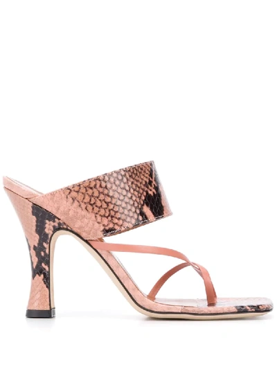 Paris Texas Python-effect Heeled Mules In Pink