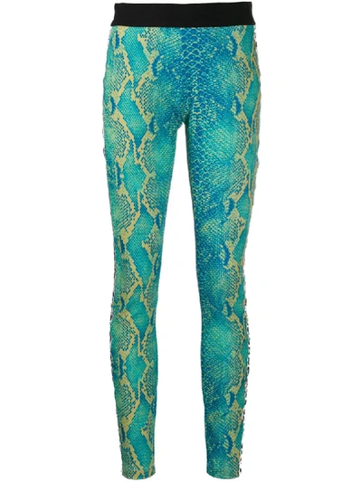 Just Cavalli Snakeskin Print Trousers In Blue