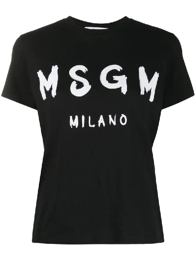 Msgm Logo Print T-shirt In Black