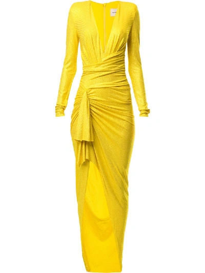 Alexandre Vauthier Asymmetric Long-sleeve Dress In Yellow