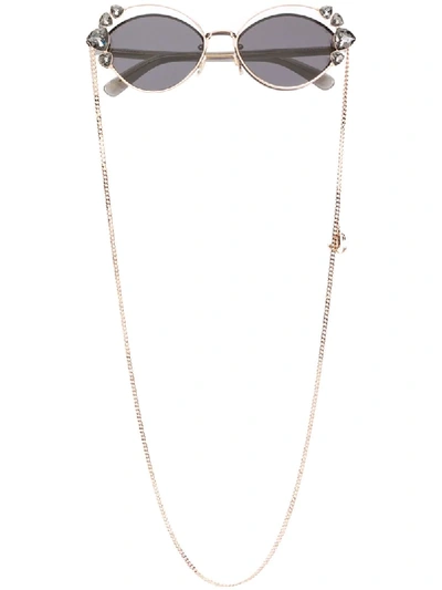 Jimmy Choo Embellished Double Framed Sunglasses In Black