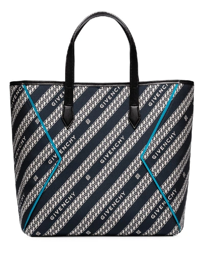 Givenchy Black Chains Logo Tote Bag In Blue