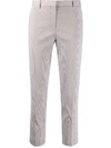 THEORY CROPPED STRIPED PRINT TROUSERS