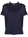 Moncler Ruffle Detailed T-shirt In Blue