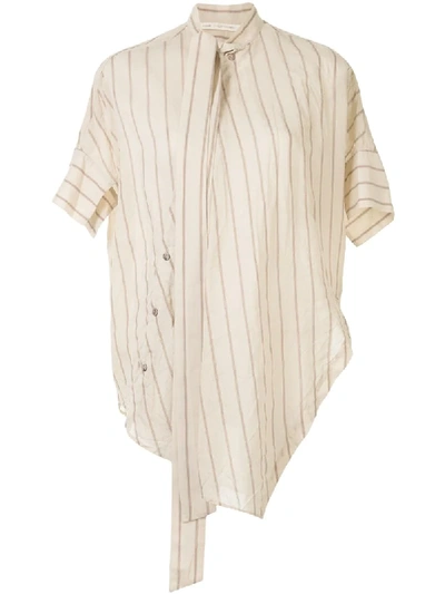 Forme D'expression Asymmetric Striped Shirt In Neutrals