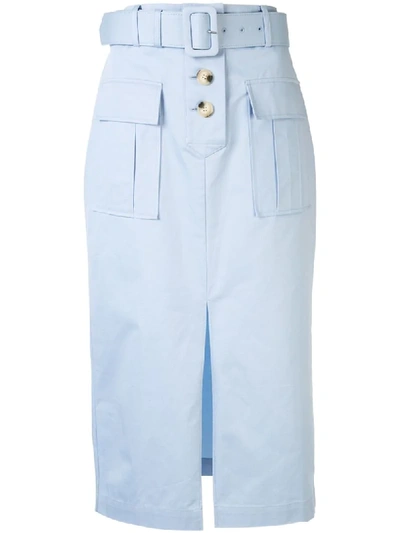 Self-portrait Belted Mid-length Skirt In Blue