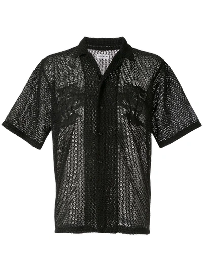 Coohem Aloha Eyelet Knit Shirt In Black