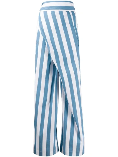 Erika Cavallini Striped Crisscross Trousers In White