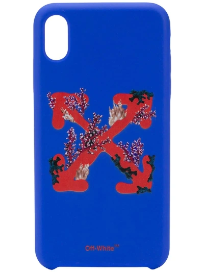 Off-white Iphone Xs 海草箭头印花手机壳 In Blue