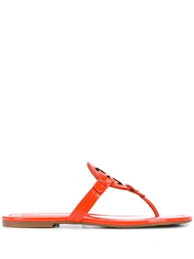 Tory Burch Logo-plaque T-bar Sandals In Orange